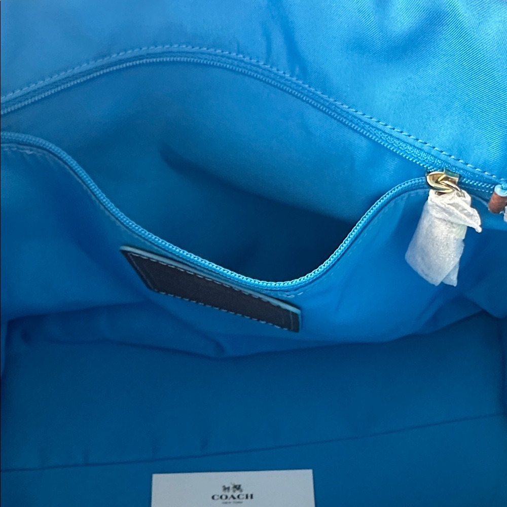 Coach Blue and Tan Tote Bag - Picture 9 of 11